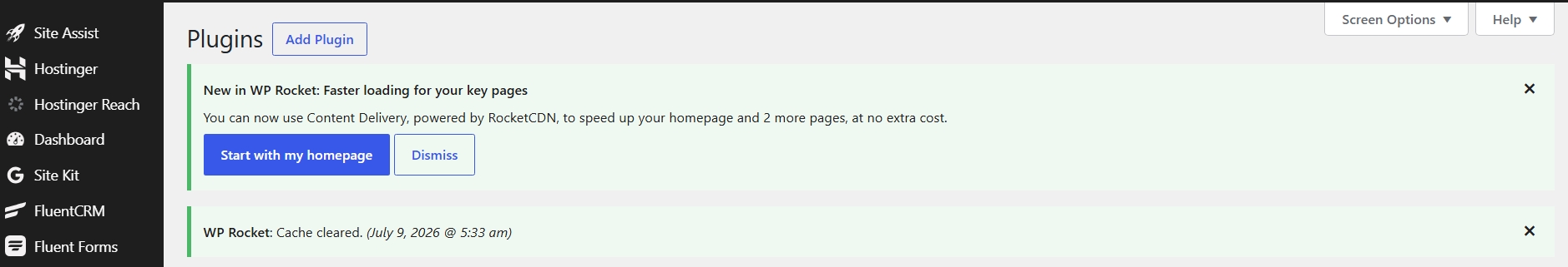 Cache cleared confirmation