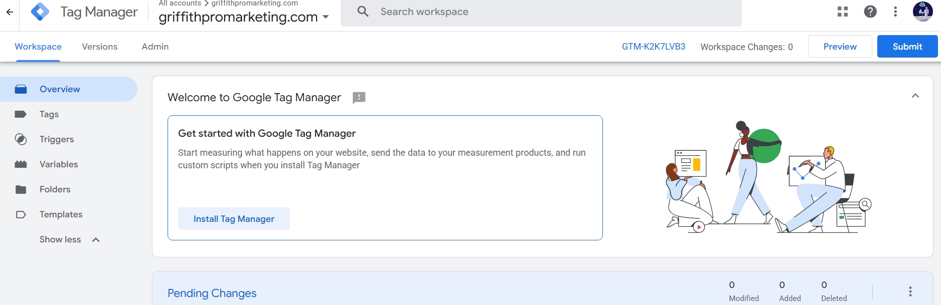 Google Tag Manager overview screen