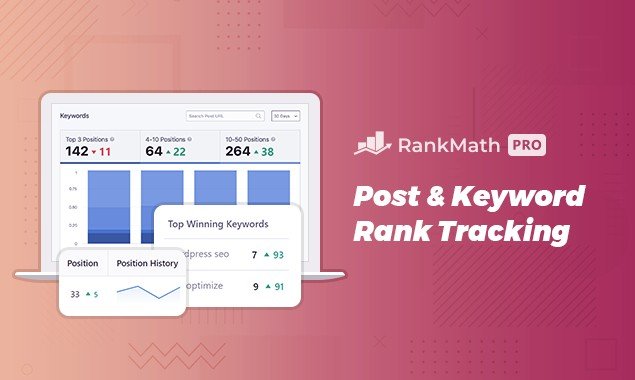 Rank Math rank tracking feature, used to monitor the impressions, clicks, and average position changes covered in this experiment