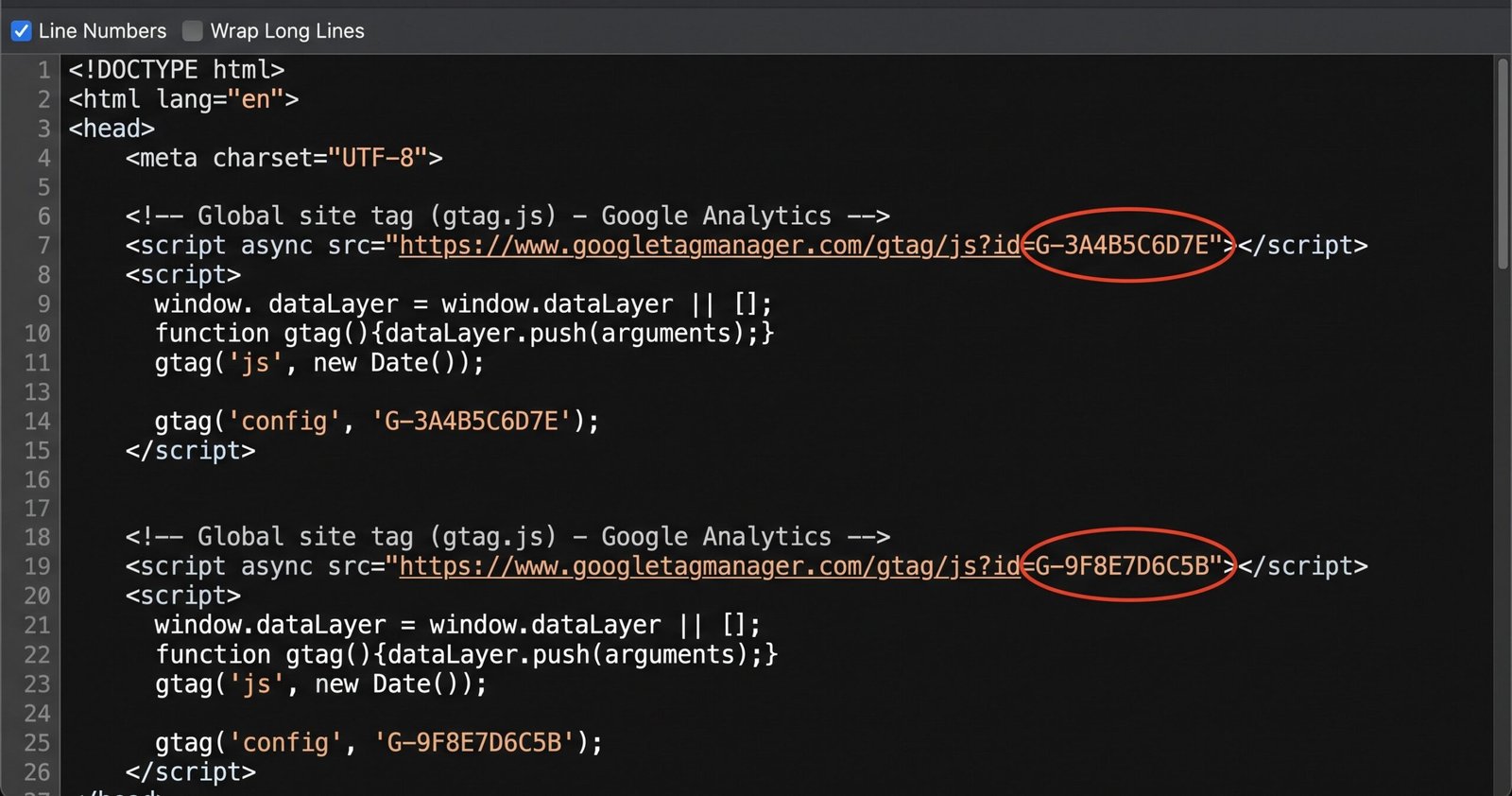 Audit ga4 broken event tracking by checking page source for a duplicate measurement ID